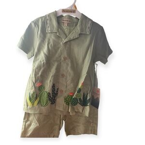 BearPaw Green Cactus Kids Jacket & Shorts Set